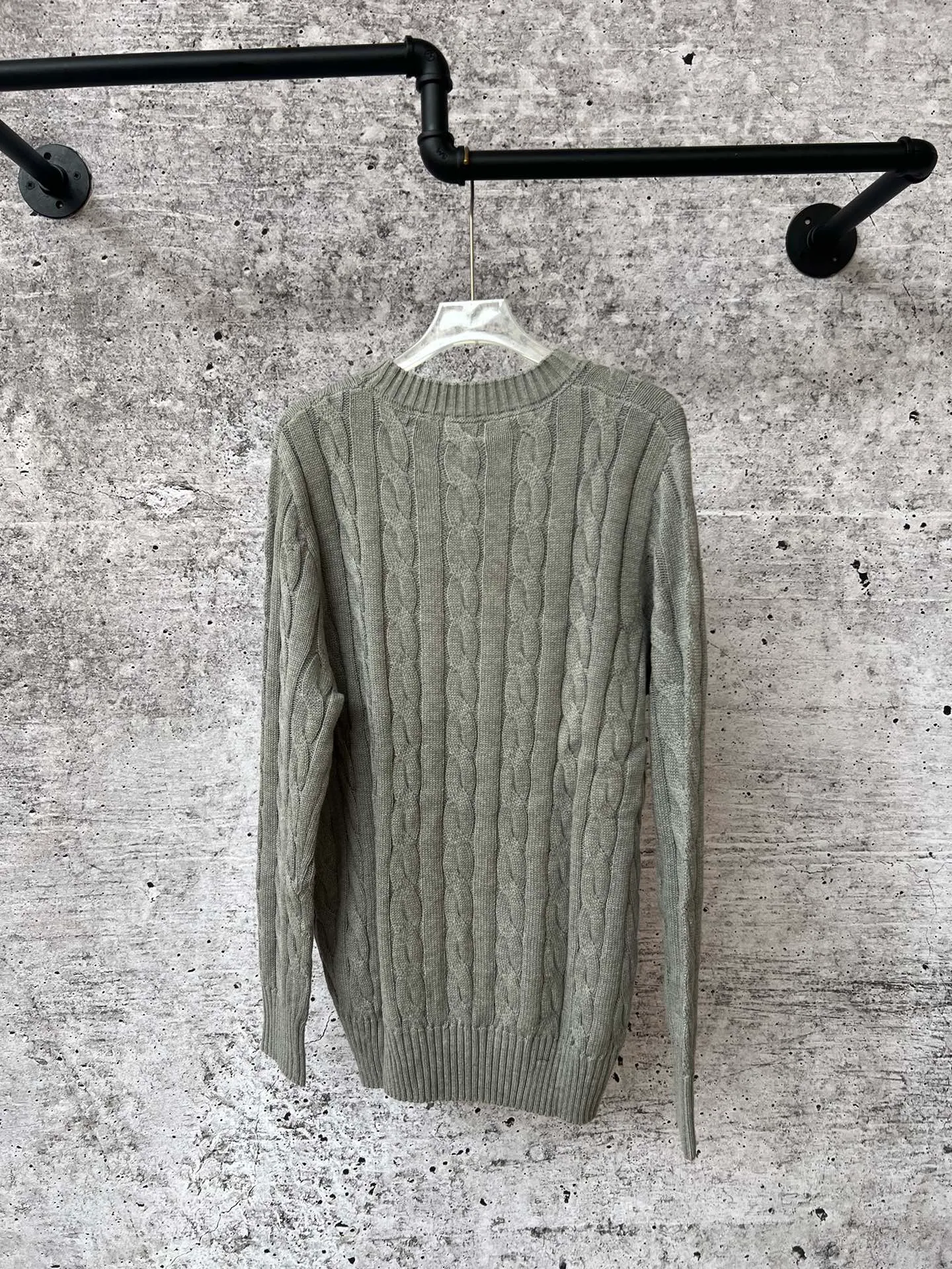 P230 Ralph Lauren men's and women's round neck rubberized sweater, made of the same pure cotton washed fabric as the original, no difference in craftsmanship details, original pony embroidery on the chest, restored one to one